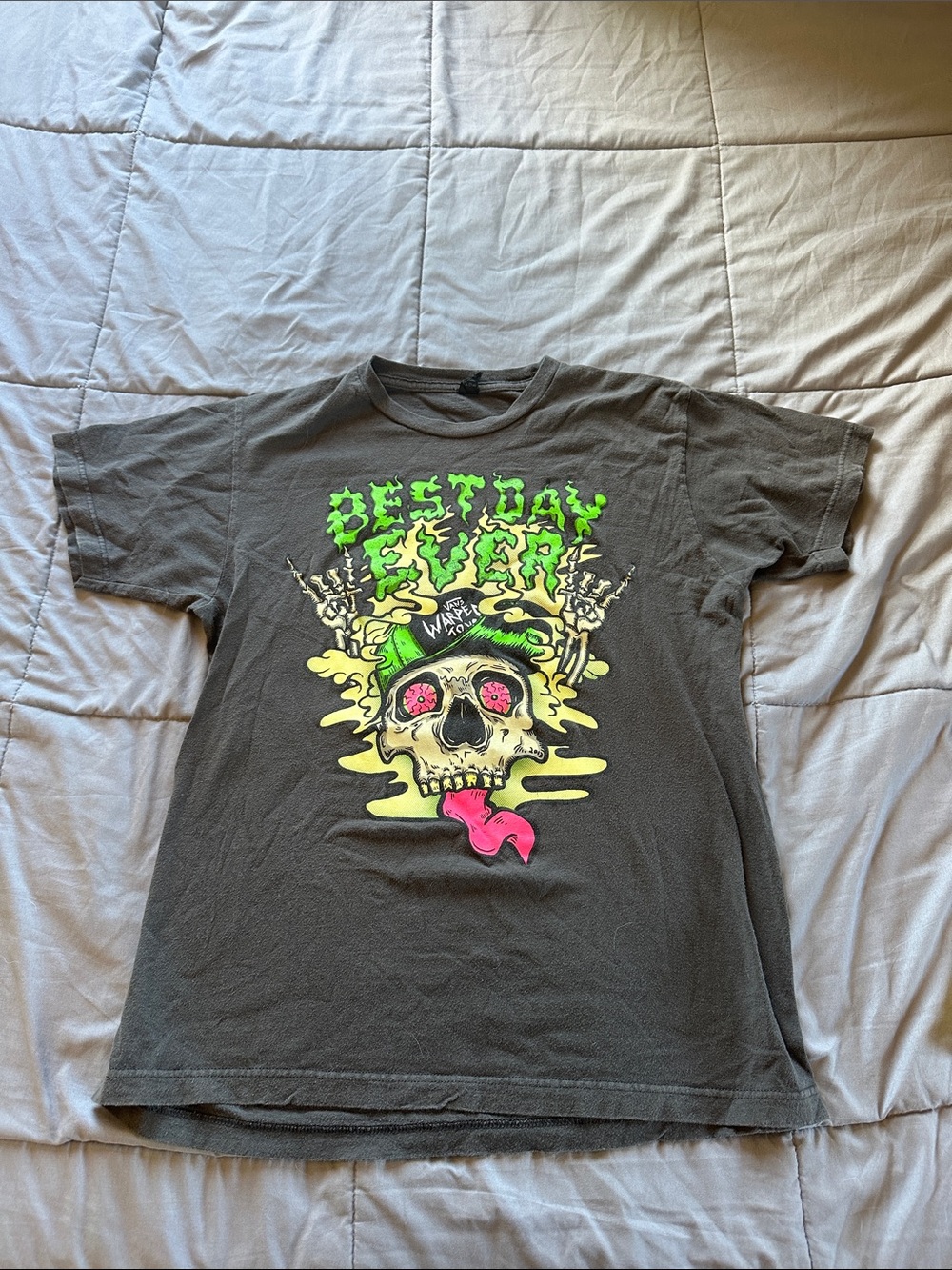 Graphic Skull Tee with Neon Yellow & Pink Print
